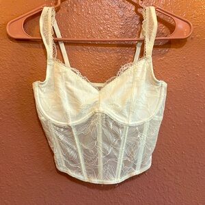 White flower lace corset top